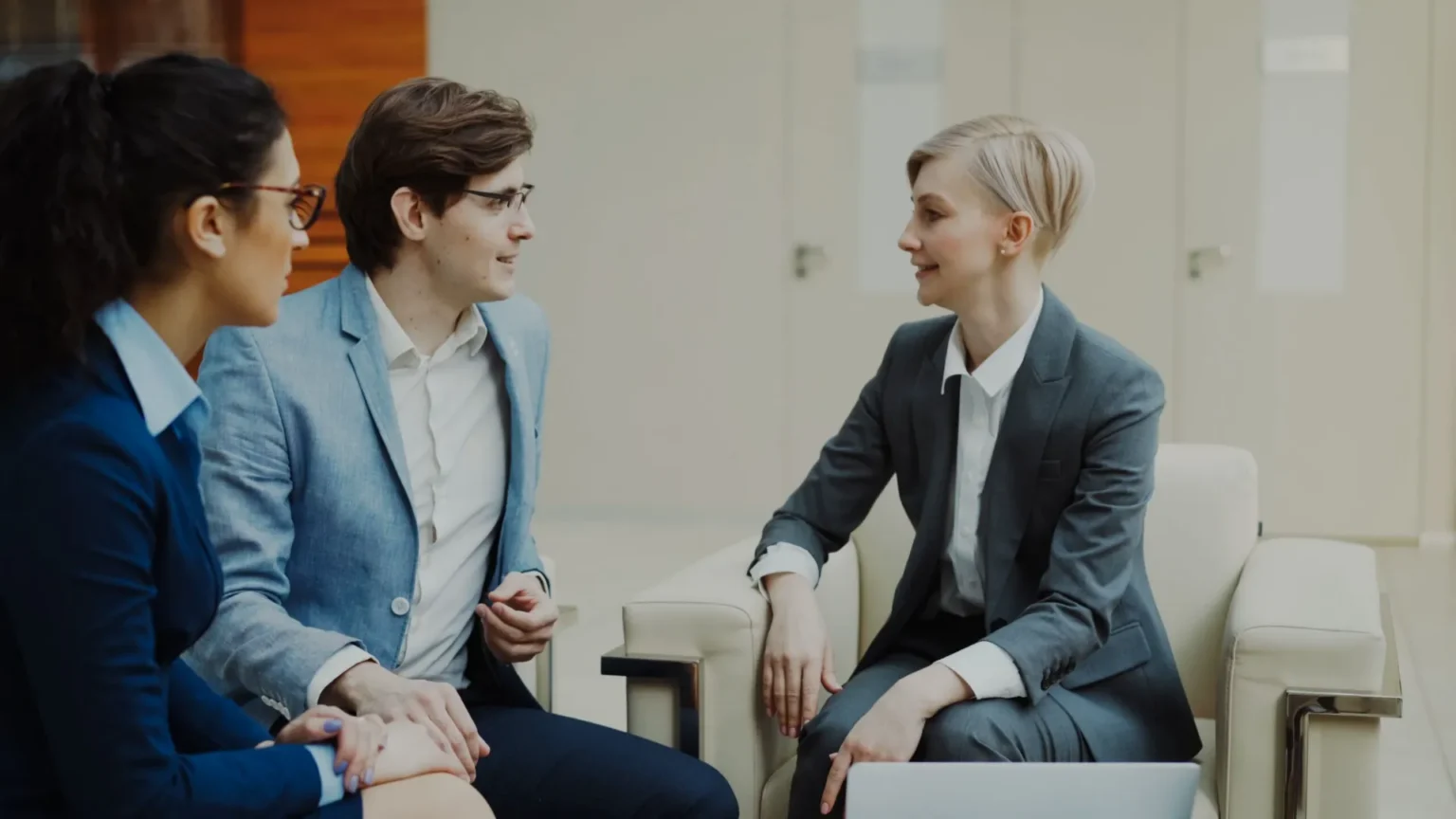 Colleagues in conversation, sharing perspectives